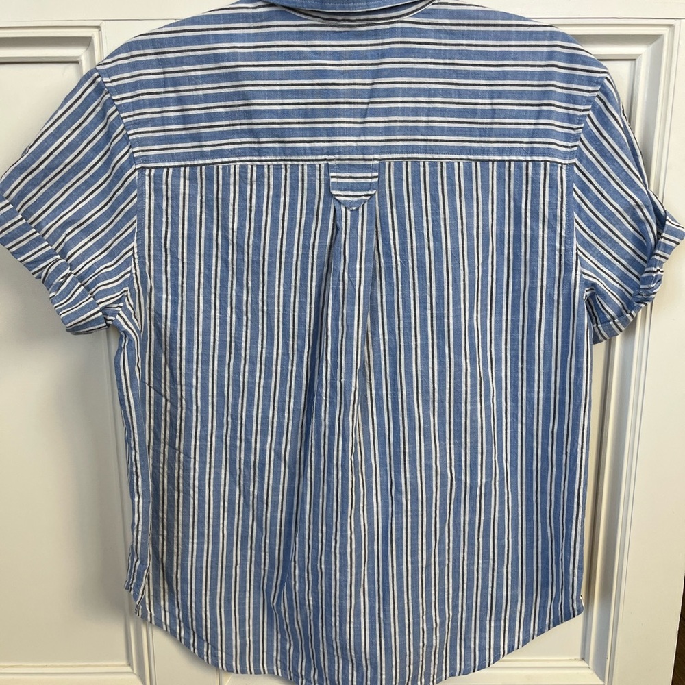 MADEWELL Blue/White Striped Button Shirt - Picture 2 of 4